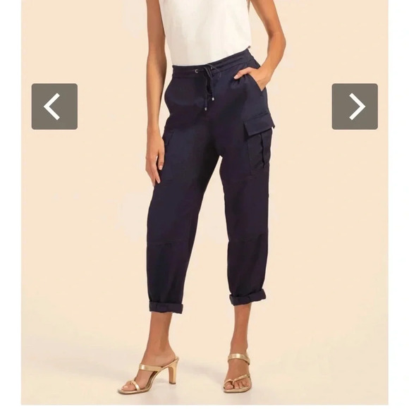 TRINA TURK Out of the Office Take A Break Cargo Indigo Navy Pants XXL - Picture 1 of 9